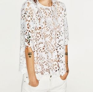 Zara Cut Out Lace Top White